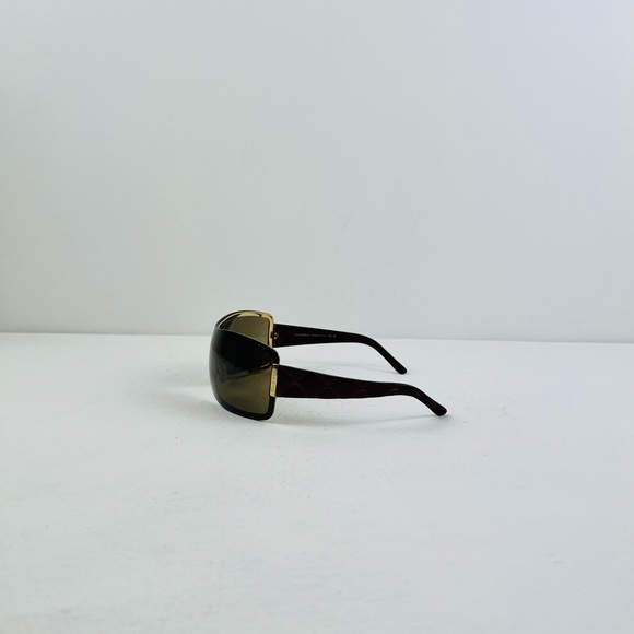Chanel Y2K 00’s Dark Brown Logo Shield Wrap Around Quilted Sunglasses - Picture 4 of 11